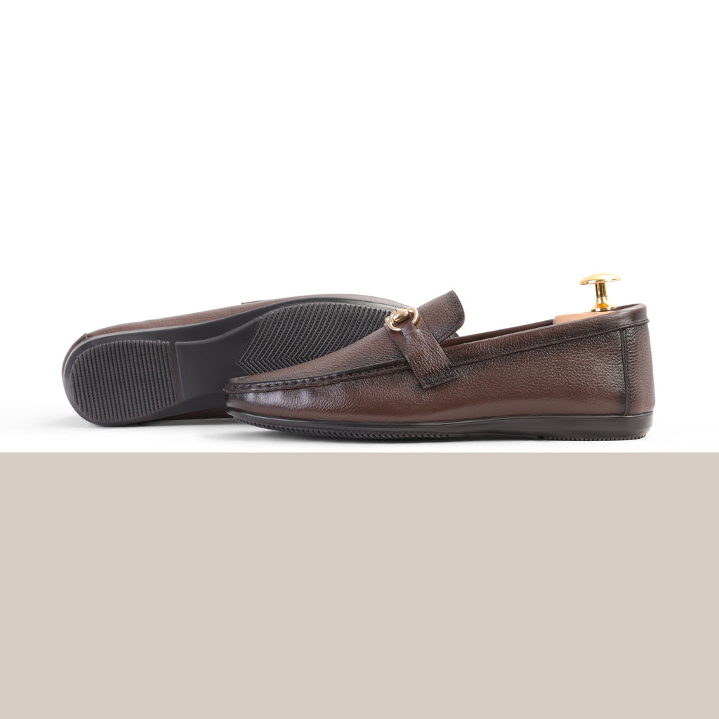 Two Tone Horse-Bit Buckled Moccasins - Brown