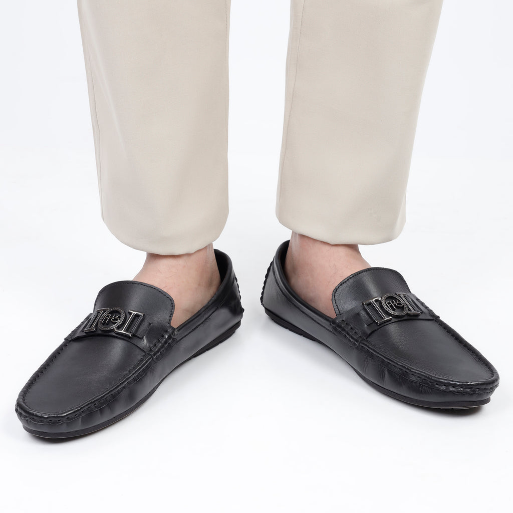 FHS Logo Buckled Moccasins - Black