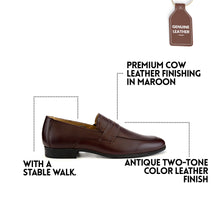 Load image into Gallery viewer, Dual Tone Leather Loafer - Maroon