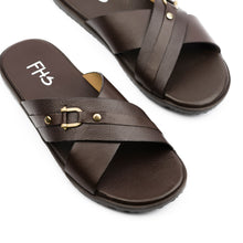 Load image into Gallery viewer, Cross-Strapped Buckled Slippers - Brown