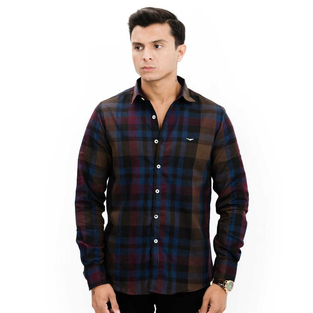Bold Blue/Brown Casual Shirt