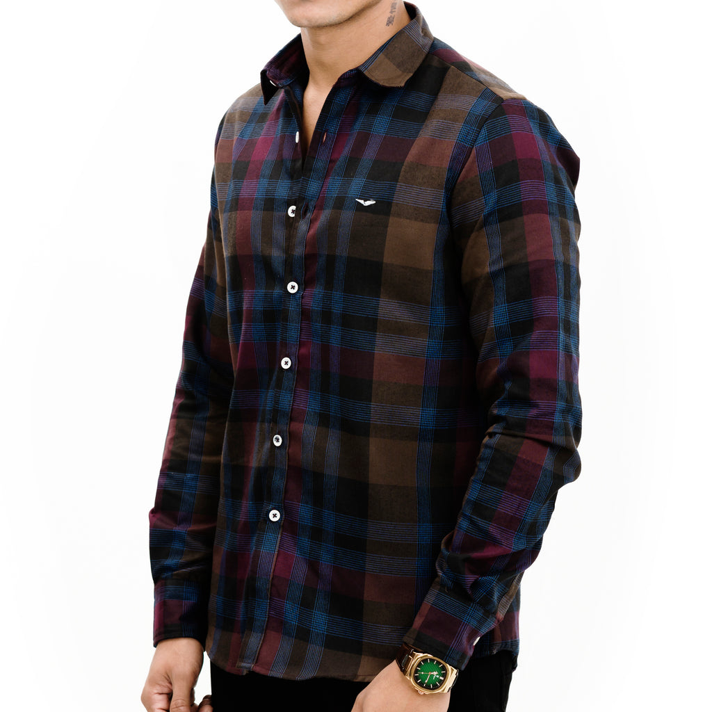 Bold Blue/Brown Casual Shirt