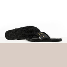 Load image into Gallery viewer, Cross-Strapped Buckled Slippers - Black