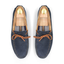 Load image into Gallery viewer, Laced Suede Moccasins - Navy