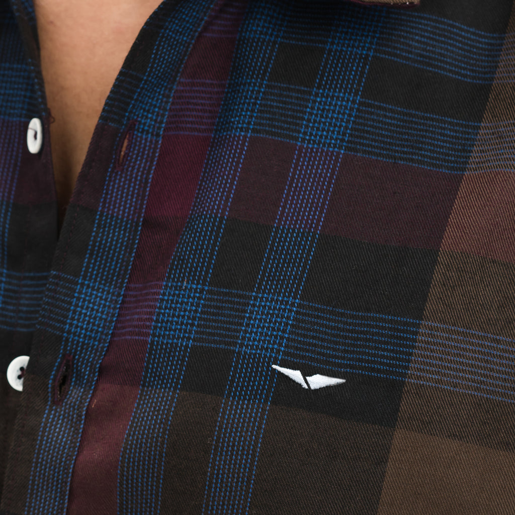 Bold Blue/Brown Casual Shirt