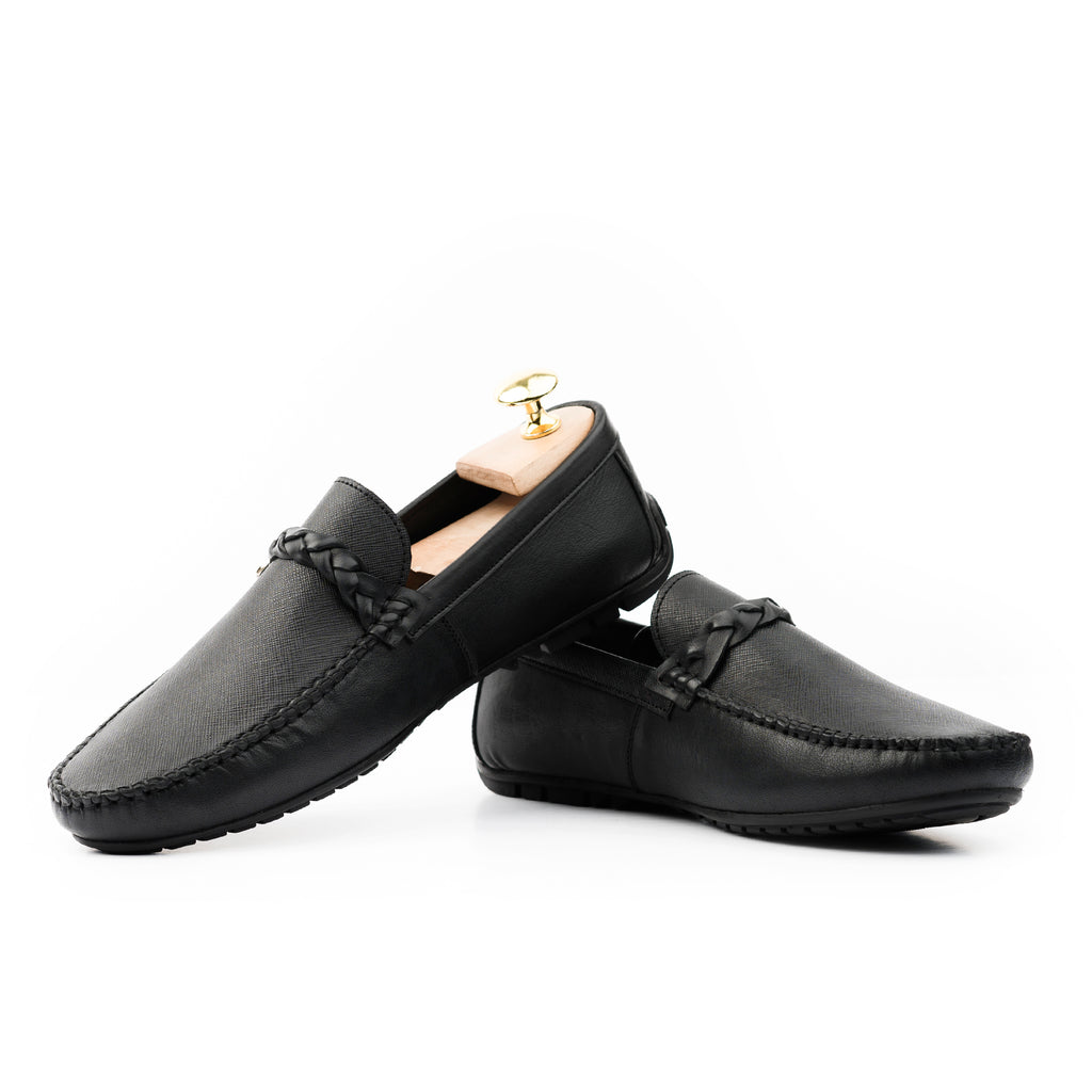 Saffiano Moccasins - Black