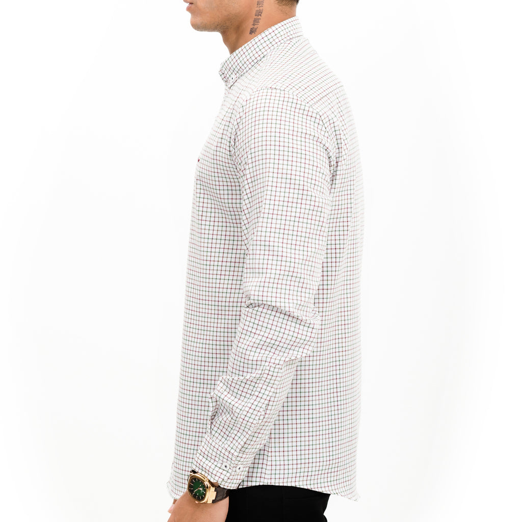 White & Green Checkered Casual Shirt