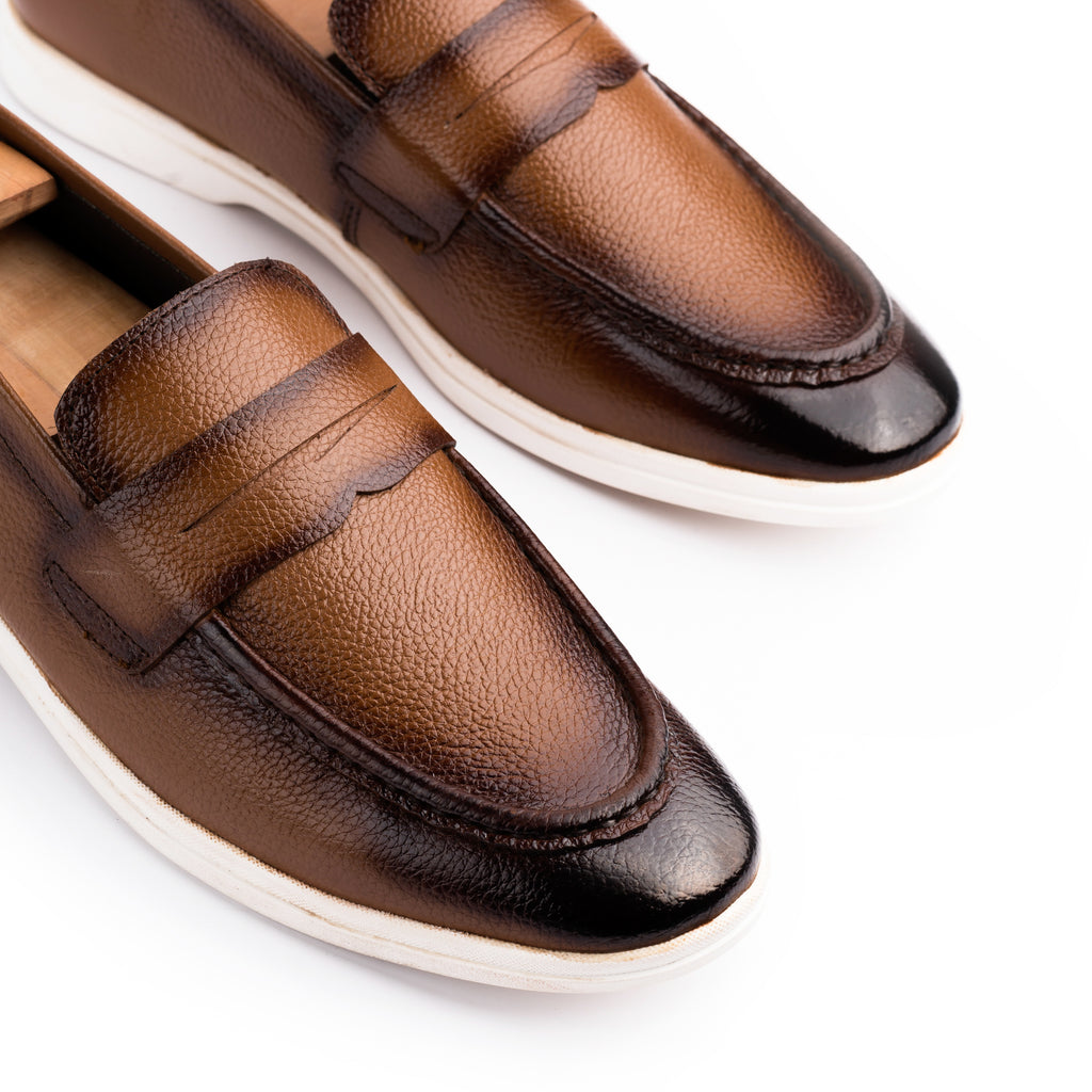 Modern Two-Toned Loafers - Tan