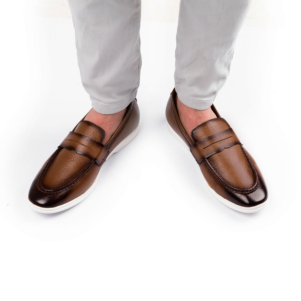 Modern Two-Toned Loafers - Tan