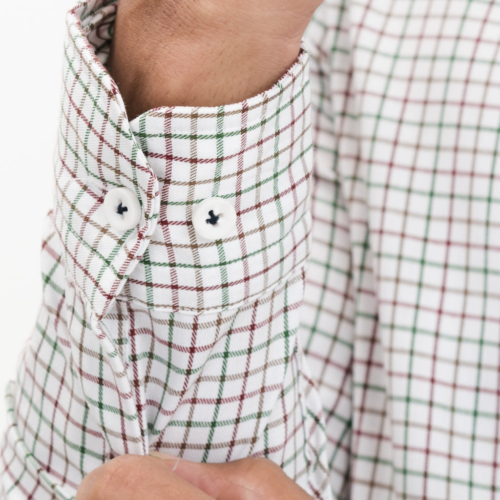 White & Green Checkered Casual Shirt