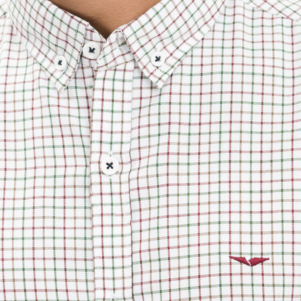 White & Green Checkered Casual Shirt