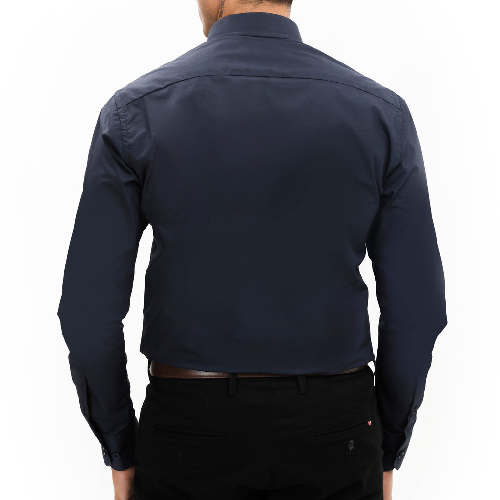 Navy Cutaway Collar Shirt