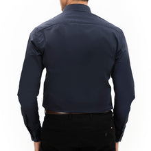 Load image into Gallery viewer, Navy Cutaway Collar Shirt