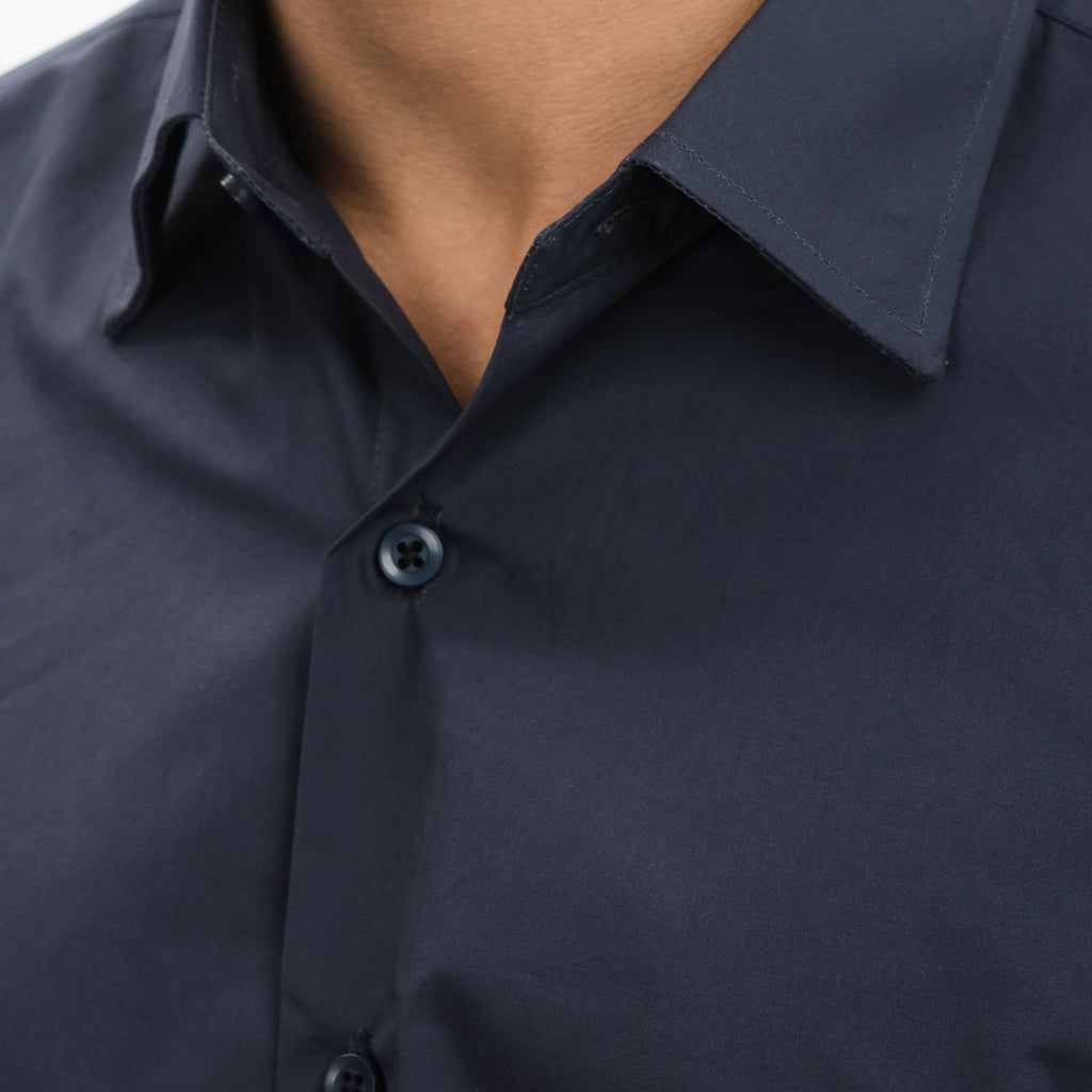 Navy Cutaway Collar Shirt