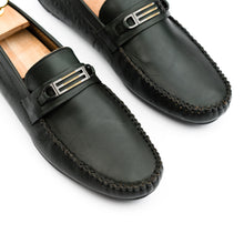 Load image into Gallery viewer, Ostrich Embossed Moccasins - Olive