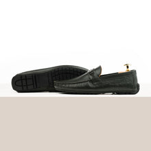 Load image into Gallery viewer, Ostrich Embossed Moccasins - Olive