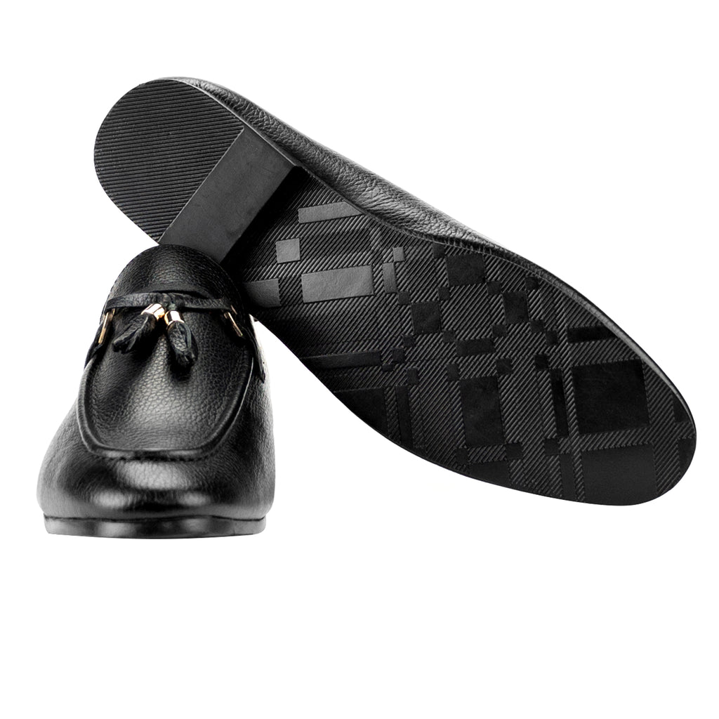 Sleek Tassels Loafers-Black