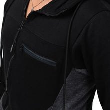 Load image into Gallery viewer, Black and Grey Fleece Hoodie