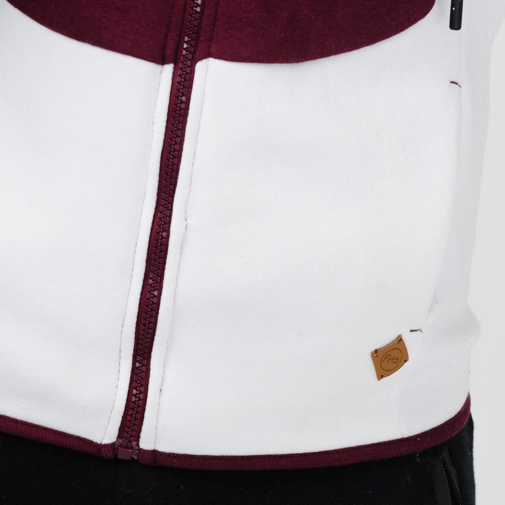 Maroon and White Fleece Hoodie