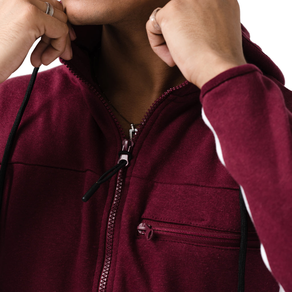 Maroon and White Fleece Hoodie