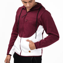 Load image into Gallery viewer, Maroon and White Fleece Hoodie