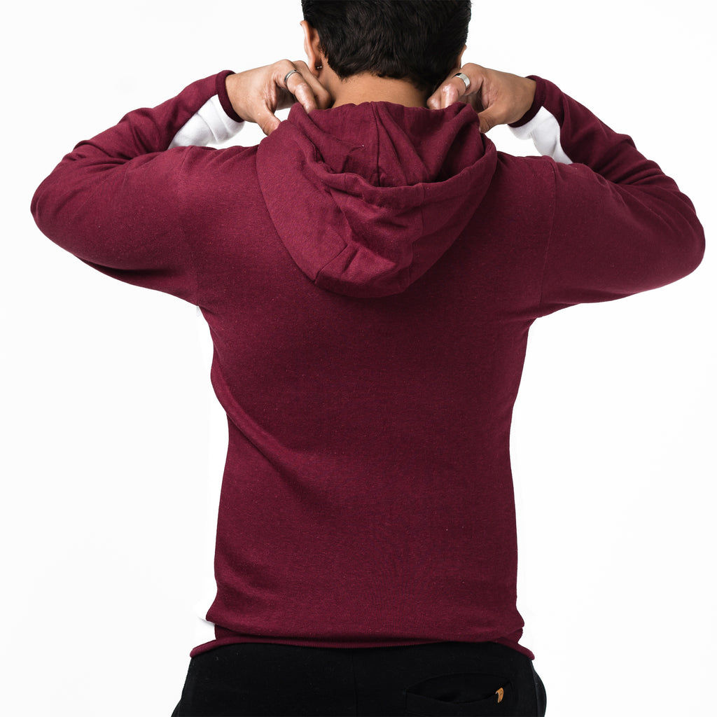 Maroon and White Fleece Hoodie