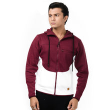 Load image into Gallery viewer, Maroon and White Fleece Hoodie