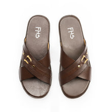 Load image into Gallery viewer, Cross-Strapped Buckled Slippers - Brown