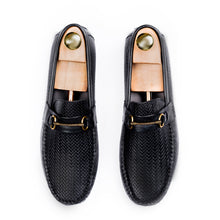Load image into Gallery viewer, Basket-weave Patterned Moccasins - Black