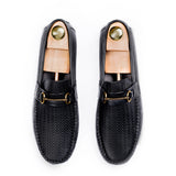 Basket-weave Patterned Moccasins - Black