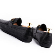 Load image into Gallery viewer, Basket-weave Patterned Moccasins - Black