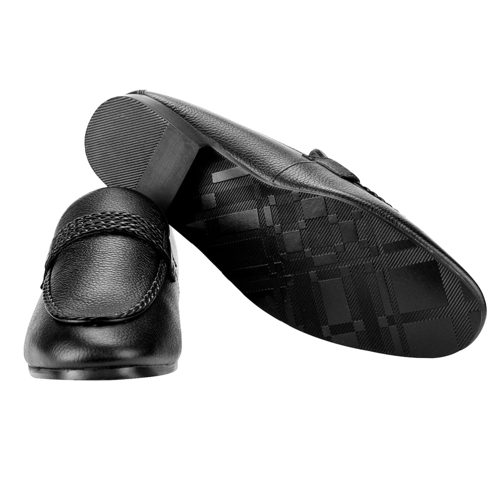 Braided Strapped Loafers-Black