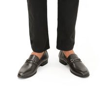 Load image into Gallery viewer, Gun Metal Buckled Leather Loafers - Dark Brown
