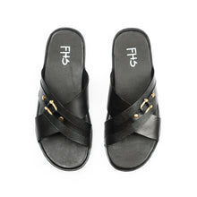 Load image into Gallery viewer, Cross-Strapped Buckled Slippers - Black