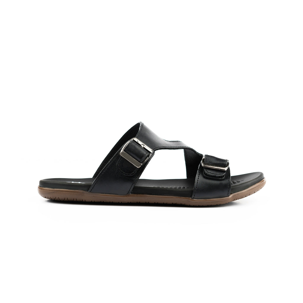 Adjustable Dual-Buckled Slippers - Black