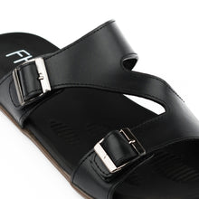 Load image into Gallery viewer, Adjustable Dual-Buckled Slippers - Black