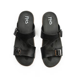 Adjustable Dual-Buckled Slippers - Black