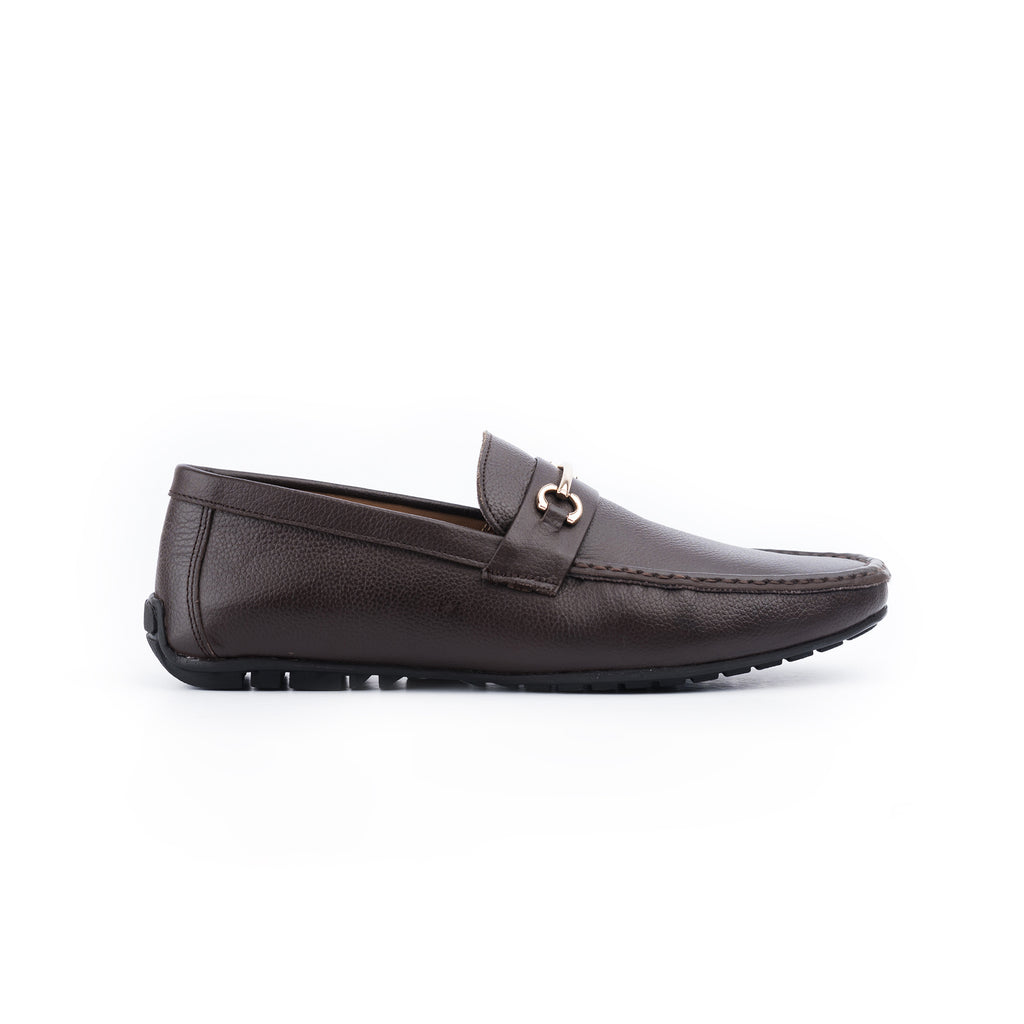 Strapped Horse-Bit Buckled Moccasins-Brown