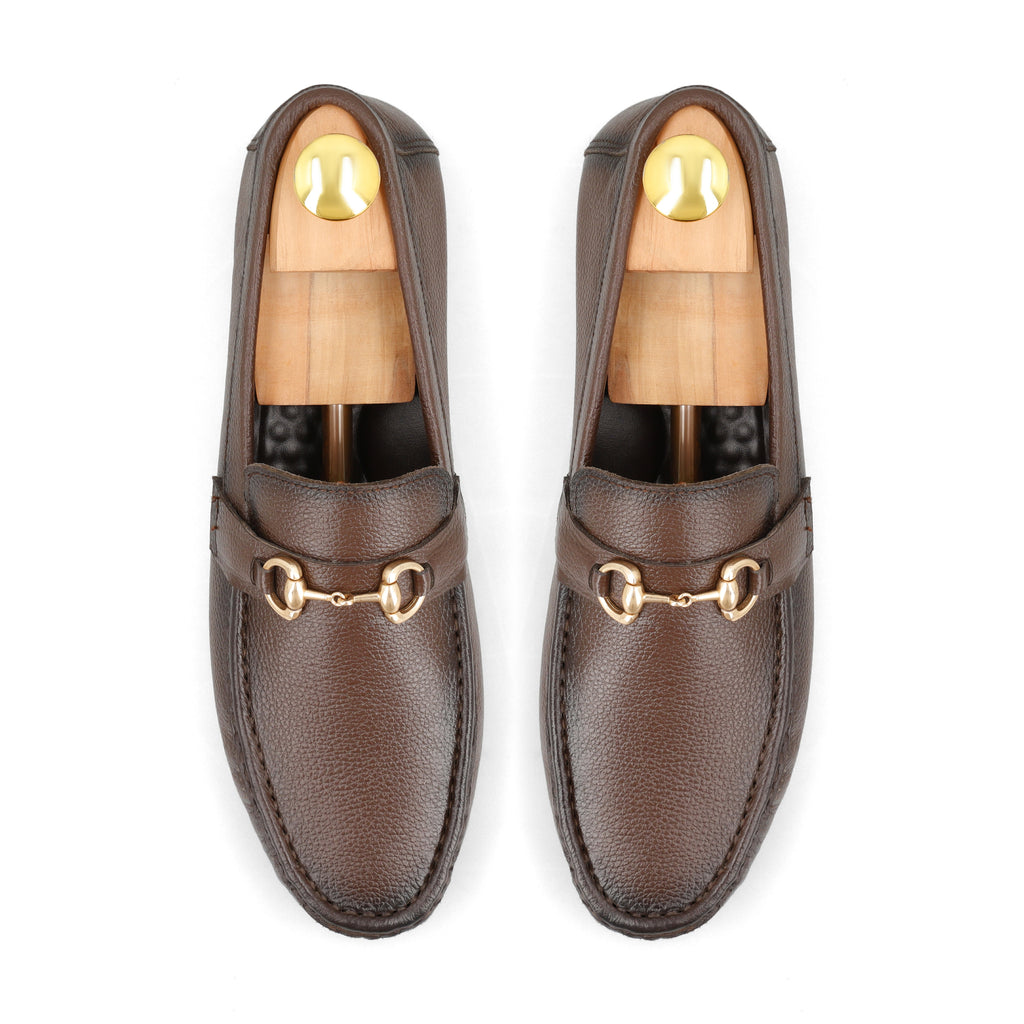 Two Tone Horse-Bit Buckled Moccasins - Brown