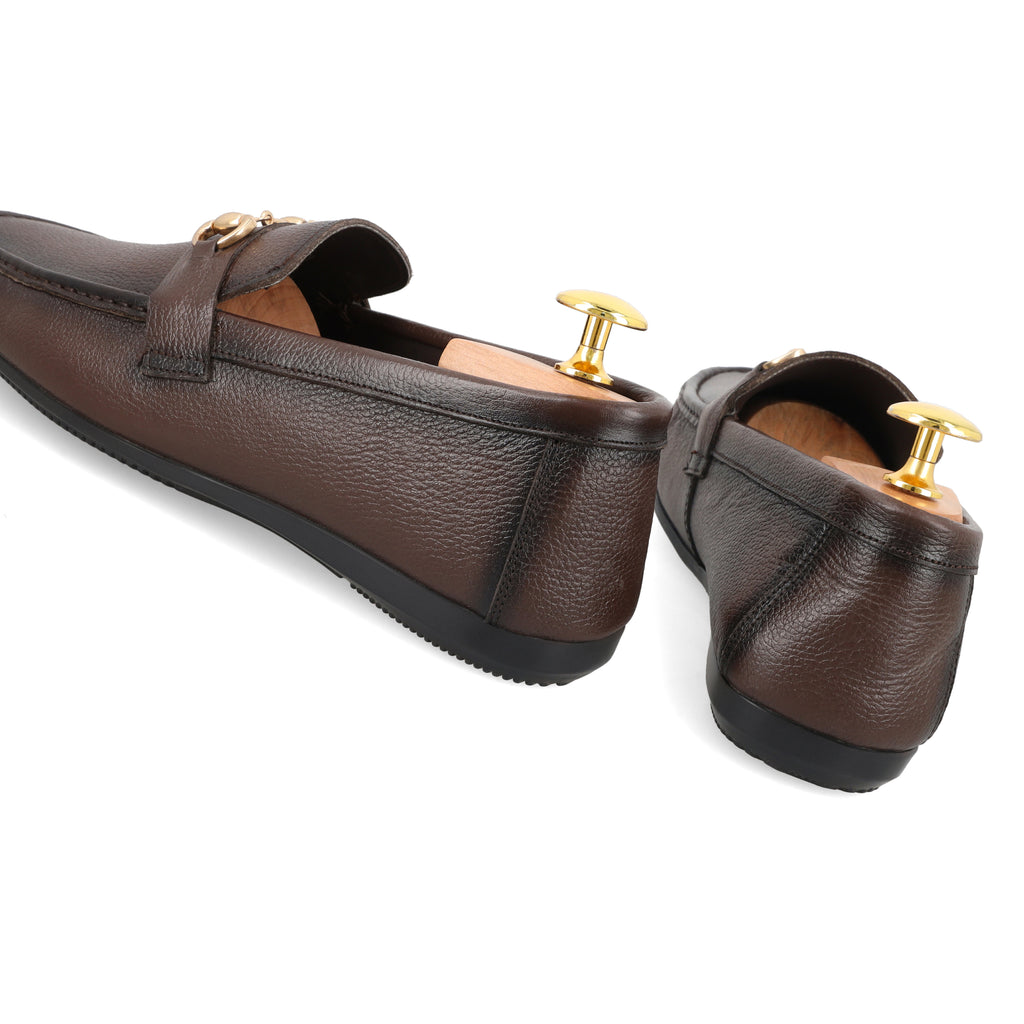 Two Tone Horse-Bit Buckled Moccasins - Brown