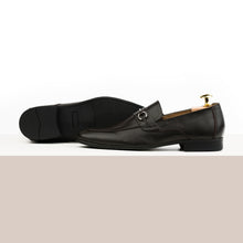 Load image into Gallery viewer, Gun Metal Buckled Leather Loafers - Dark Brown