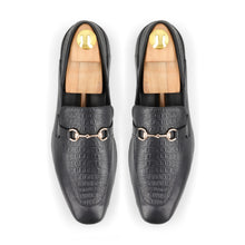 Load image into Gallery viewer, Classic Crocodile Embossed Loafers - Black