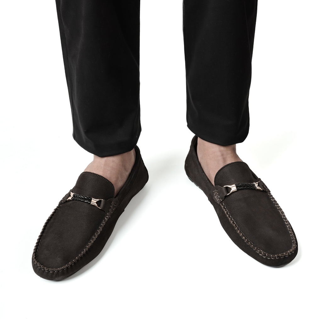 Twisted Rope Nubuck Moccasins - Brown