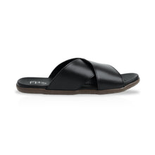 Load image into Gallery viewer, Dual Strap Leather Slippers - Black