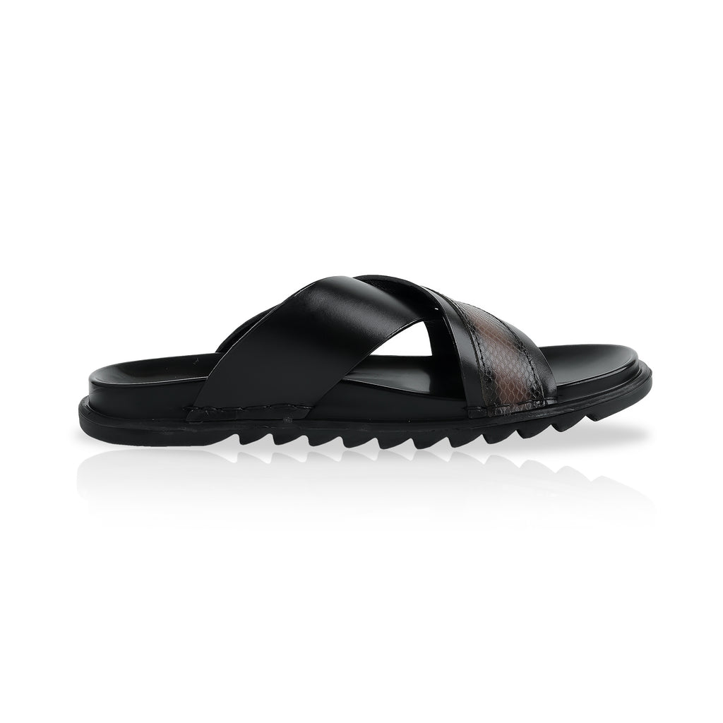 Classic Comfort Leather Slippers - Black