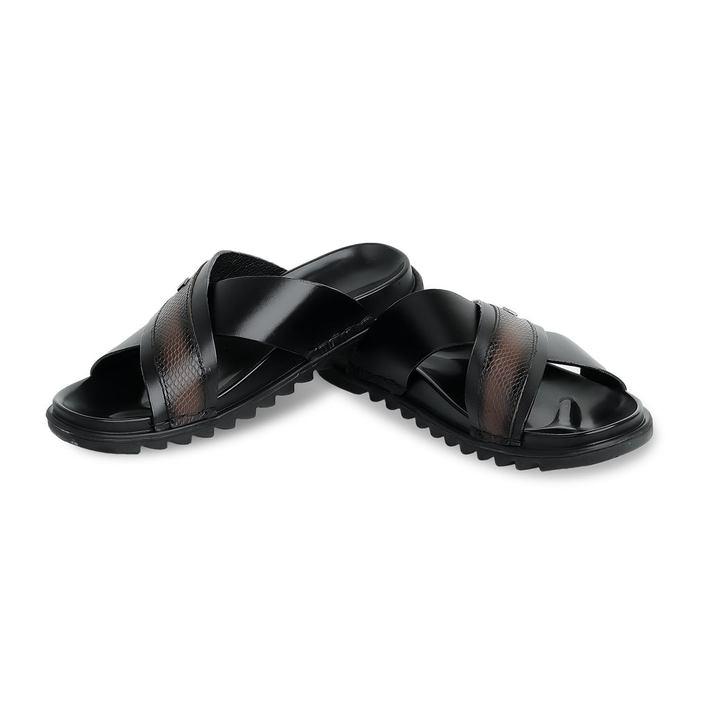 Classic Comfort Leather Slippers - Black