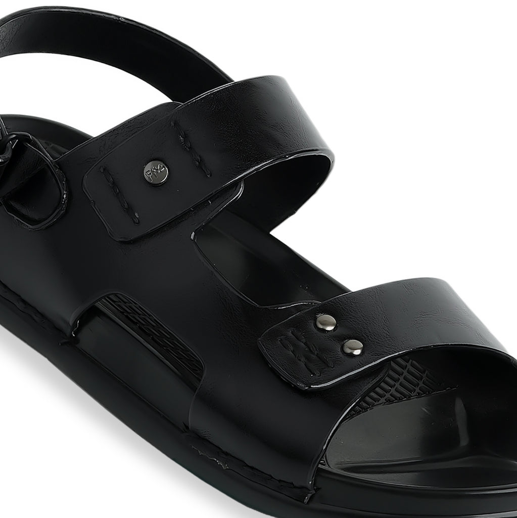 Signature Microfibre Sandals - Black