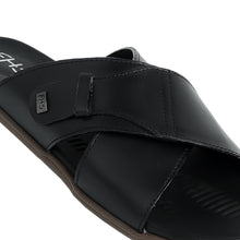 Load image into Gallery viewer, Dual Strap Leather Slippers - Black