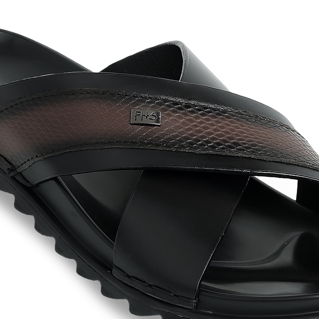 Classic Comfort Leather Slippers - Black