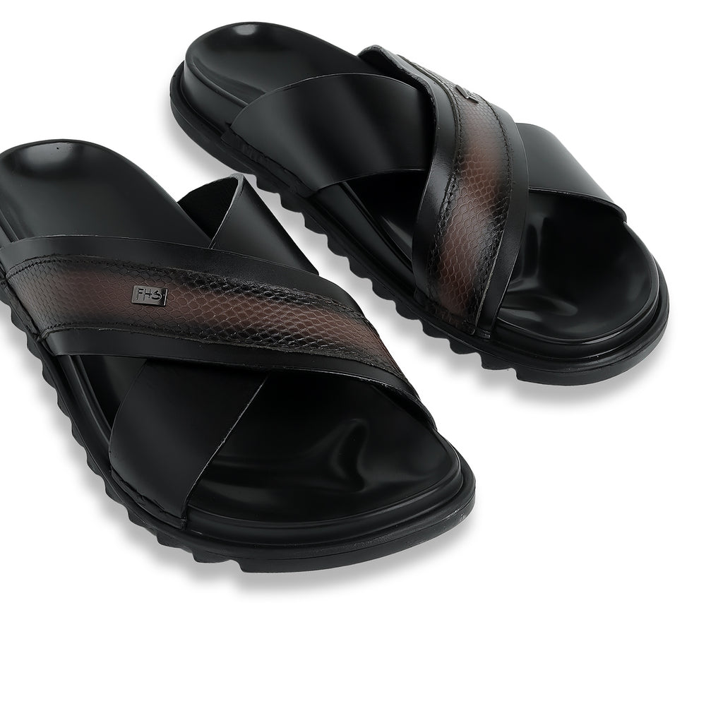 Classic Comfort Leather Slippers - Black